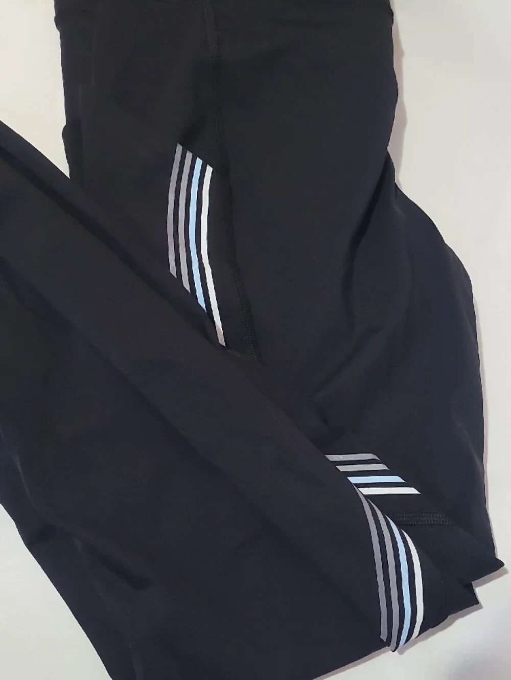 lululemon athletica Black High-Rise Tights with Light Blue Stripes